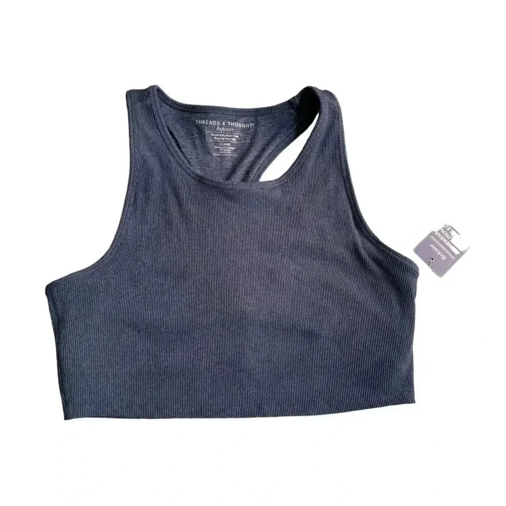 Threads 4 Thought Grey Sports Bra Top Tee XL ReActive Ribbed NWT Activewear
